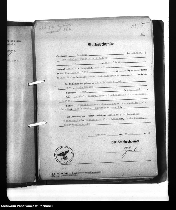 Obraz 16 z jednostki "Wykazy miejscowych Niemców, którzy zginęli w 1939 roku. Kreis Turek"