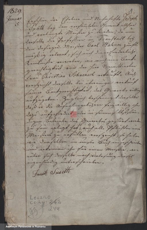 Obraz 2 z jednostki "[Protokolarz wyzwolin i przyjęć w naukę cechu szewców w Lesznie]"