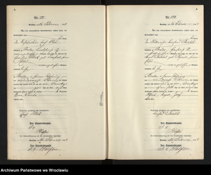 image.from.unit.number "Geburts-Haupt-Register Breslau II 1894 Band 3"