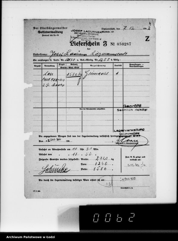Obraz 8 z jednostki "Lebensmitteleinkauf. Aufträge, [Lieferscheinen und Rechnungen] 18111-18170"