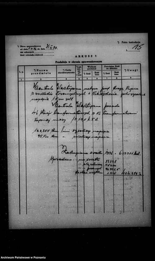 Obraz 19 z jednostki "Kwestionariusz Centrali elektrycznej Państwowego Przedsiębiorstwa Komunalnego w Chodzieży"
