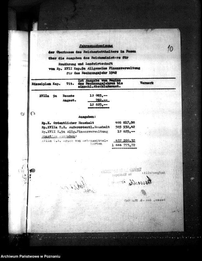 Obraz 14 z jednostki "Jahresnachweisung über die Haushaltseinnahmen und Ausgaben, Reichsministerium der Finanzen"