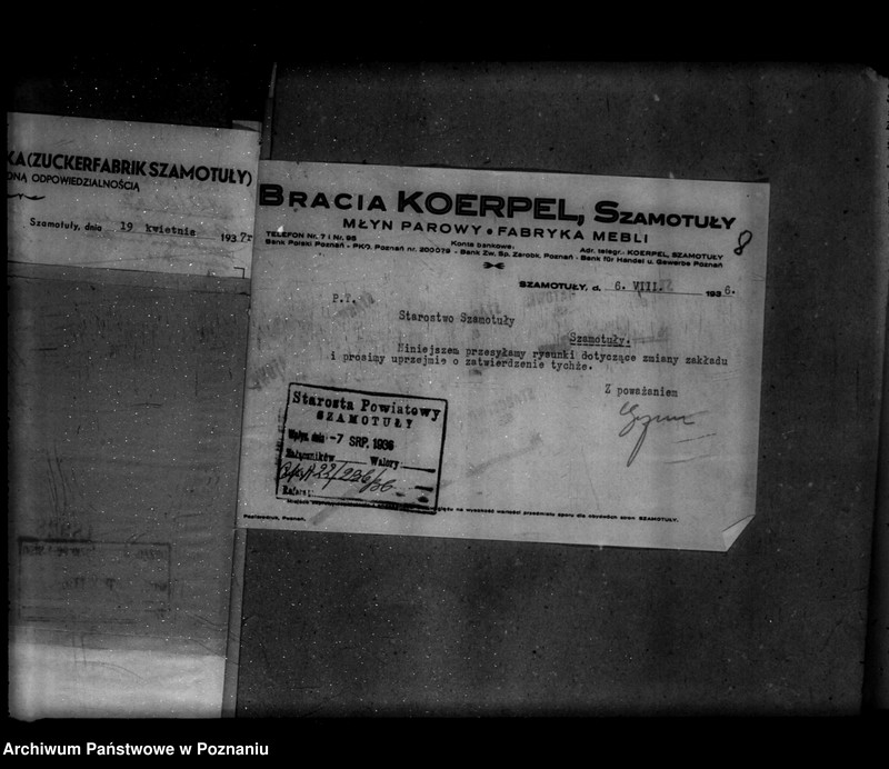 Obraz 12 z jednostki "Zatwierdzenie zakładu przemysłowego /fabryki mebli/ Bracia Koerpel w Szamotułach"