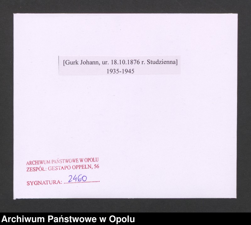 Obraz 2 z jednostki "[Gurk Johann, ur. 18.10.1876 r. Studzienna]"