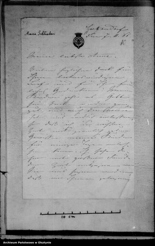 image.from.unit.number "/Marie Gfin v. Schlieben- Sanditten geb. v. Ploetz auf Goetzendorf an Anna Gfin Lehndorf geb. Hahn/"