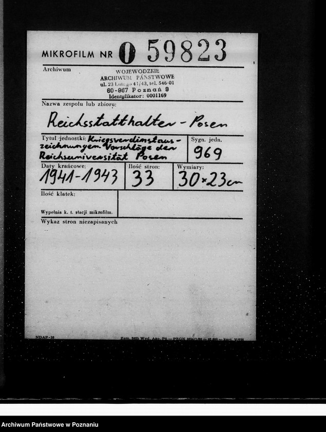 Obraz 2 z jednostki "Kriegsverdienstrauszeichnungen. Vorschläge der Reichsuniversität Posen"