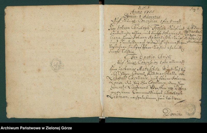 image.from.unit.number "Catalogus publice Proclamatorum in Templo Palaopolitano ab Anno MDCCLVI ad Annum MDCCLXXI Dicaonis ejusdem Ecclesia"