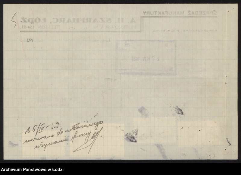 Obraz 7 z jednostki "Abram Hersz Szarfharc- sprzedaż manufaktury bawełnianej"