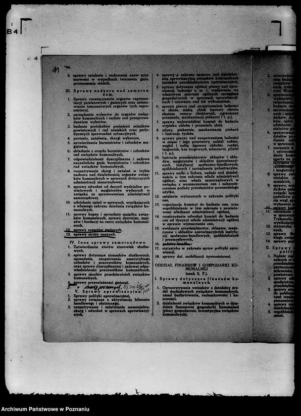 Obraz 15 z jednostki "/Zarządzenia wewnętrzne wojewody w sprawie podziału czynności w Urzędzie Wojewódzkim, statut organizacyjny itp./"