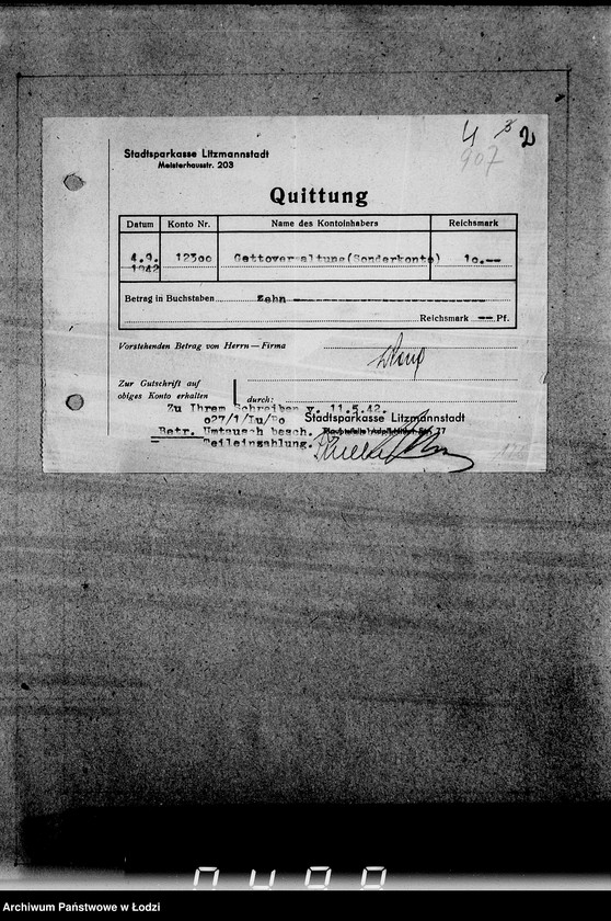 Obraz 8 z jednostki "Belege 803-909. Sonderkonto 12300."