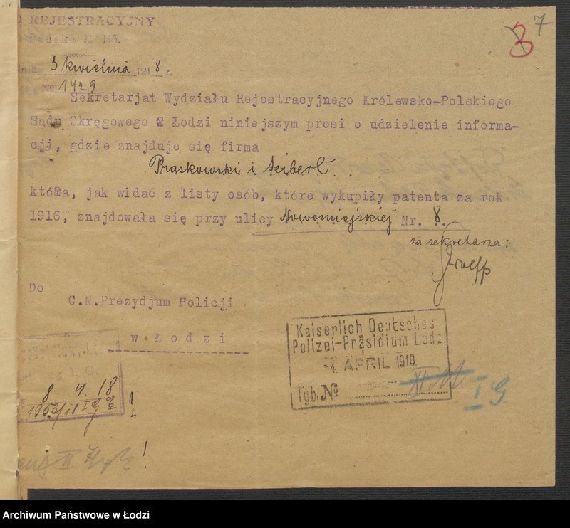 Obraz 9 z jednostki "Abram Icek Zeibert - sprzedaż towarów manufakturowych"