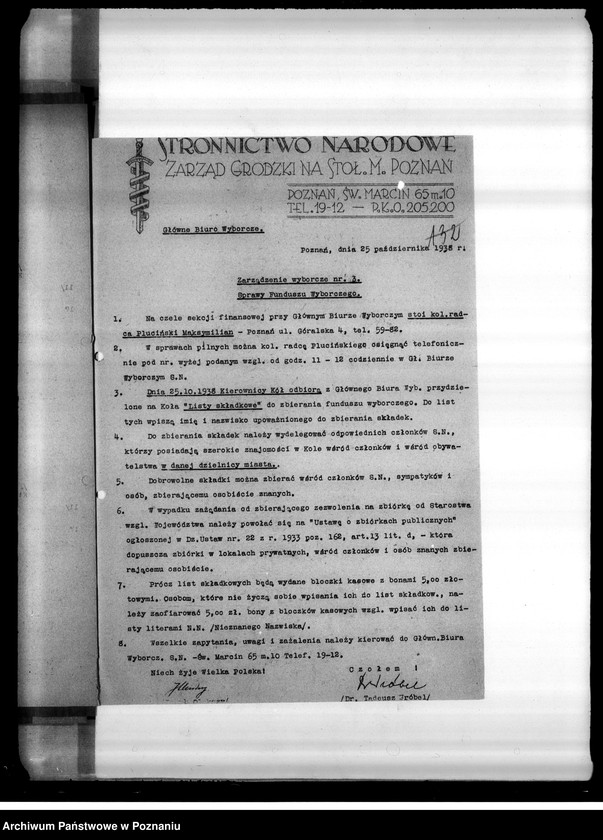 image.from.unit.number "Zarządzenia wyborcze Stronnictwa Narodowego i korespondencja"