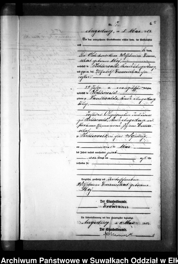 image.from.unit.number "Sterbe-Neben-Register des Preussischen Standes-Amtes Kehlen Kreis Angerburg"