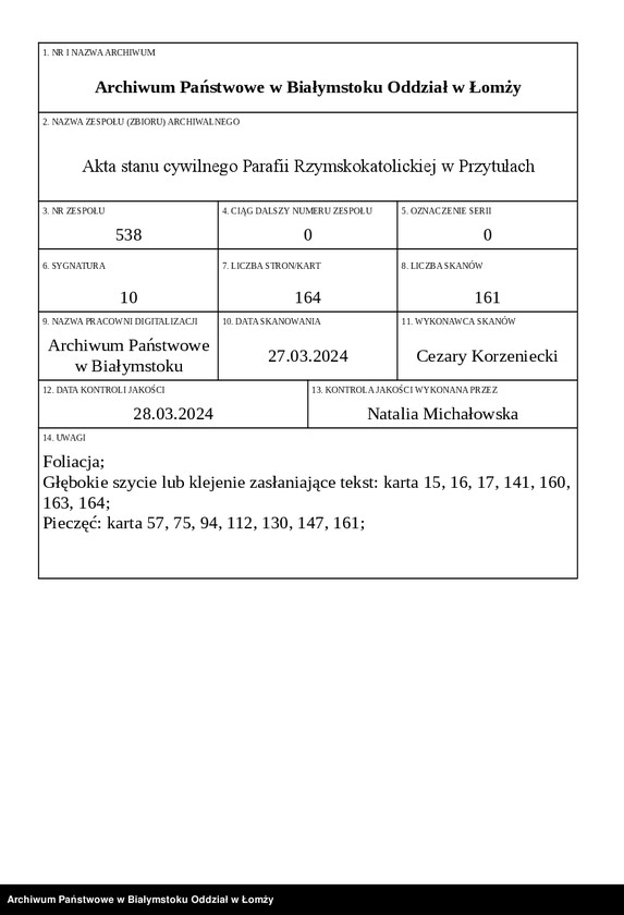 Obraz 1 z jednostki "Księga małżeństw"