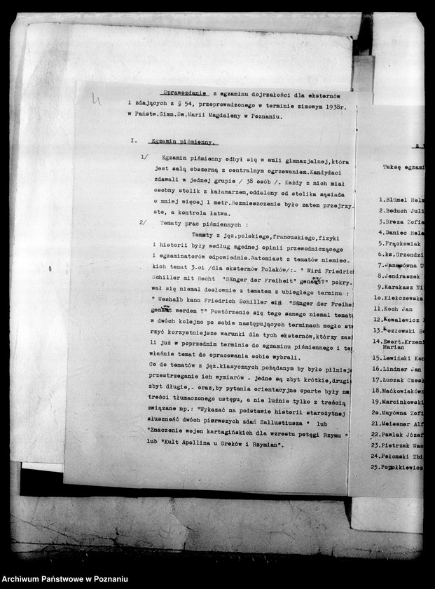 Obraz 7 z jednostki "[Gimnazjum Marii Magdaleny w Poznaniu protokoły z egzaminu dojrzałości eksternów]"