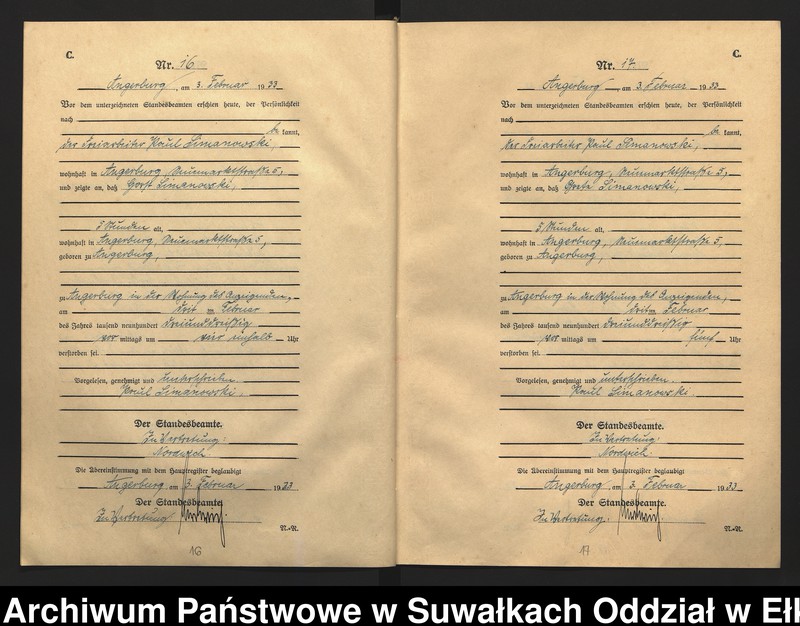 image.from.unit.number "C2. Sterbe - Register (Neben - Register) Standesamt Angerburg Ostpr. einschl. der Standesamtsbezirk Gross Strengeln, Kehlen und Prinowen"