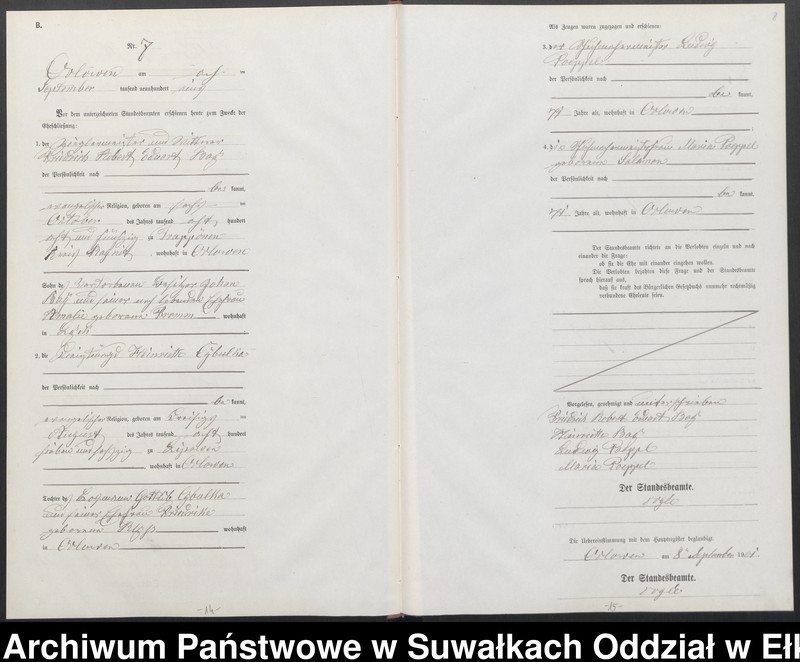 image.from.unit.number "Heiraths-Neben-Register des Preussischen Standes-Amtes Orlowen Kreis Loetzen"