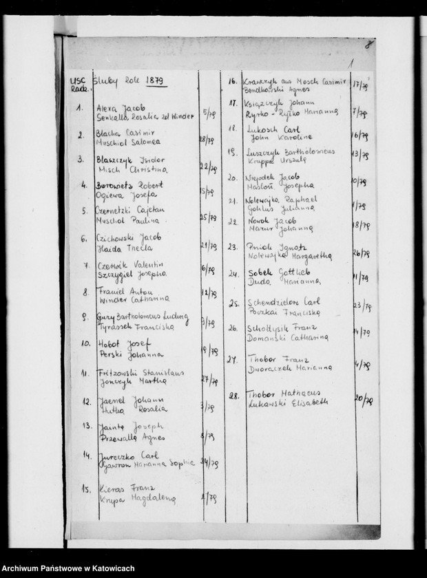 image.from.unit.number "Księga małżeństw za rok 1879 [nr 1-28]"