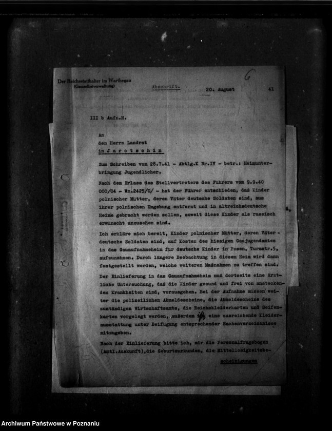 Obraz 10 z jednostki "Schriftwechsel mit Gaujugendamt betreffend ehemalige Heimkinder [Korespondencja w sprawie przyjęcia dzieci oraz ich dalszych losów]."