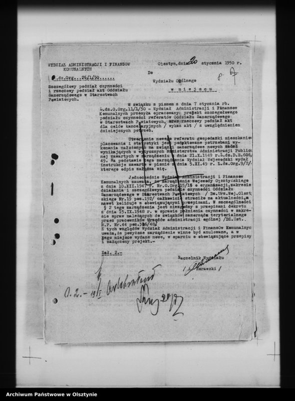 Obraz 11 z jednostki "Szczegółowy podział czynności i rzeczowy podział akt oddz. samorządowych i U. W."