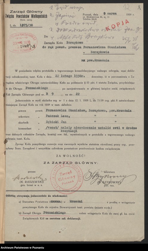 Obraz 16 z jednostki "Borzykowo, powiat Września - akta koła."