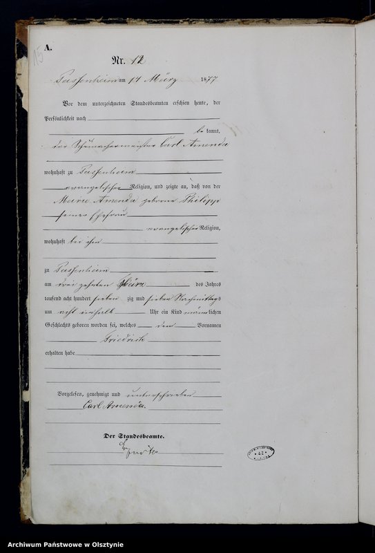Obraz 17 z jednostki "Geburts-Haupt-Register Nr 1 - 78"