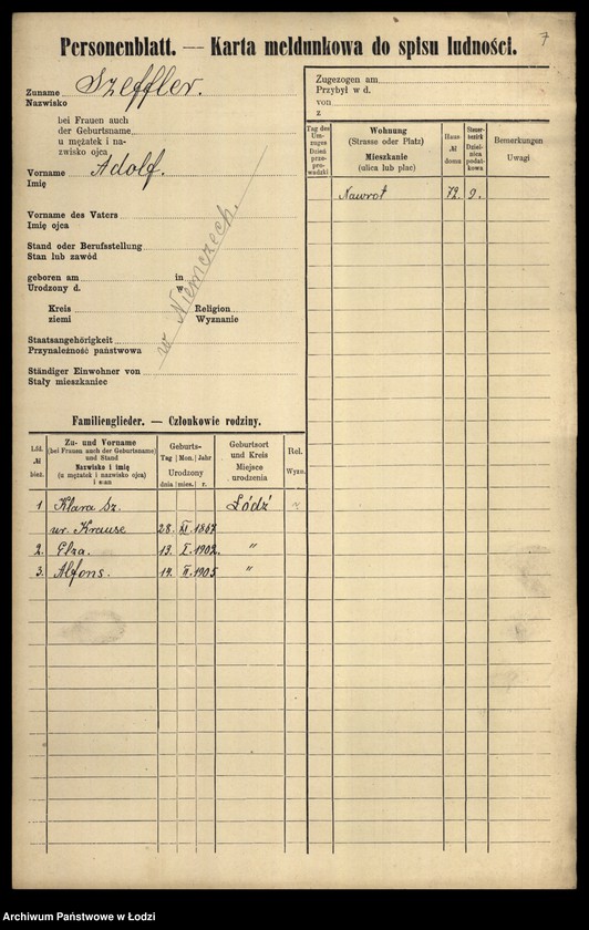 Obraz 9 z jednostki "[Spis ludności Łodzi] Szeferkiewicz-Szemraj"