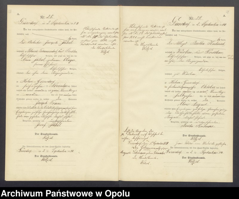 image.from.unit.number "Geburts-Neben-Register Standesamts Hohen-Giersdorf pro 1894"