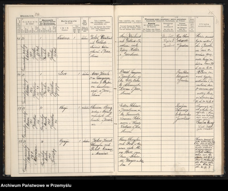 image.from.unit.number "Księga urodzin izr[aelickiego] Urzędu metrykalnego w Jarosławiu 1911"