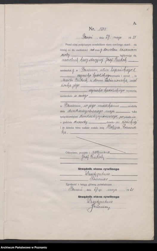 Obraz 7 z jednostki "Księga urodzeń odpis tom IV [Rejestr poboczny urodzeń]"