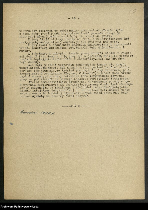 Obraz 11 z jednostki "Instrukcje Wydziału Organizacyjnego Komitetu Centralnego Polskiej Partii Robotniczej"