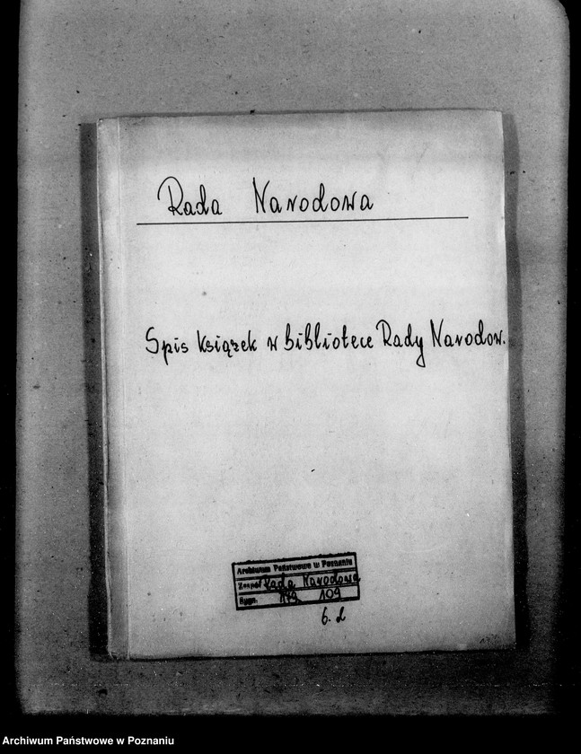 image.from.unit.number "Spis [wykaz] książek w bibliotece Rady Narodowej w Poznaniu."