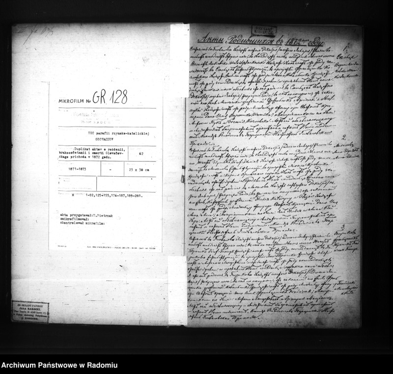 image.from.unit.number "Duplikat aktov o roždenii, brakosočetanii i smerti Glovačevkago prihoda v 1872 godu"