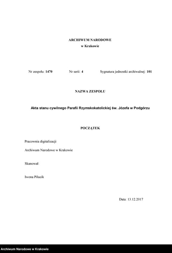 Obraz 1 z jednostki "Księga urodzeń, małżeństw i zgonów"