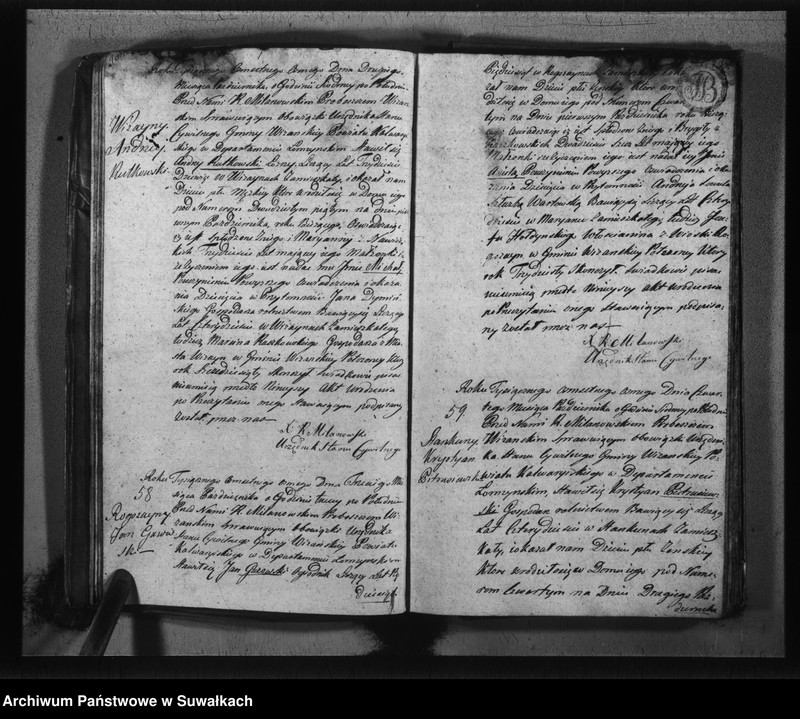 image.from.unit.number "Księga do zapisywania aktów cywilnych urodzenia gminy wiżajńskiey, departamentu łomżyńskiego, powiatu kalwaryjskiego"