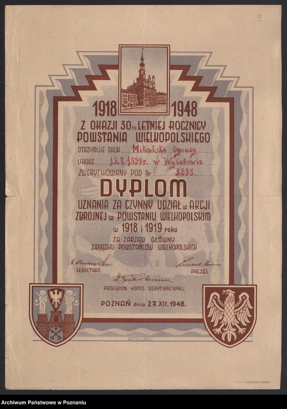 Obraz 12 z jednostki "Dyplomy, zaświadczenia."