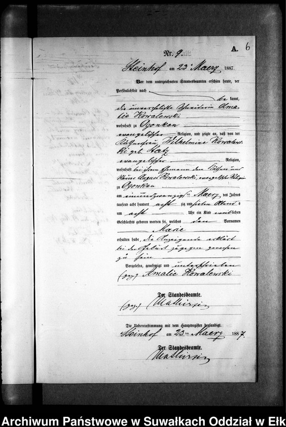 image.from.unit.number "Geburts-Neben-Register des Preussischen Standes-Amtes Gr. Strengeln Kreis Angerburg"