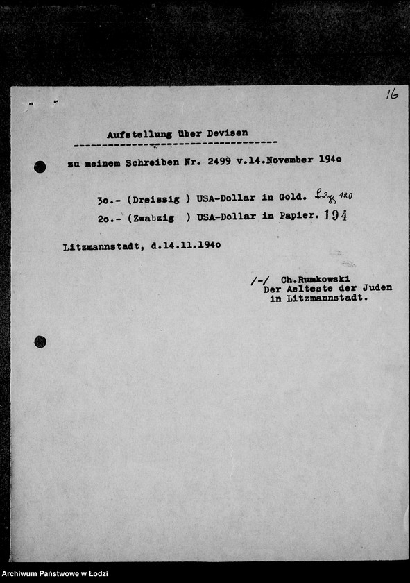 Obraz 20 z jednostki "Korrespondenz mit dem Aeltesten der Juden"