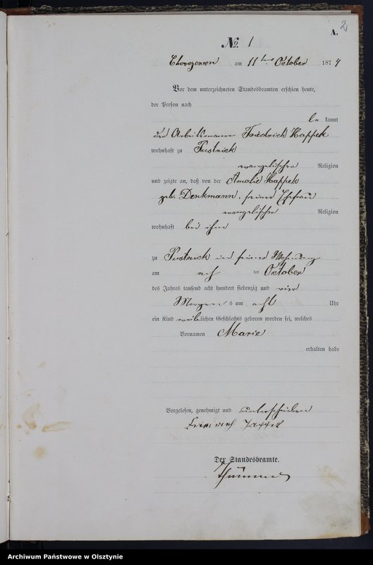 Obraz z jednostki "Haupt-Geburts-Register Nr 1 - 9"