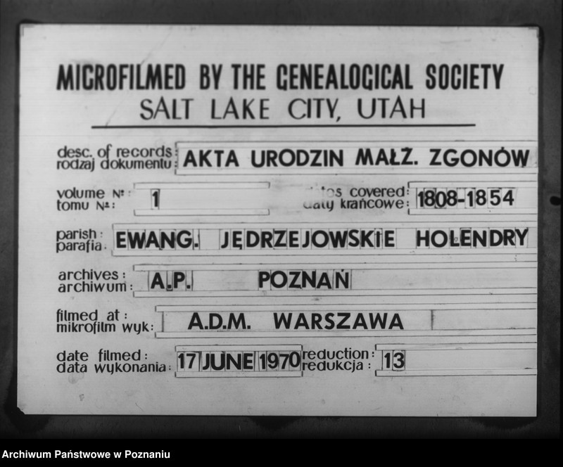Obraz 1 z jednostki "Księga urodzeń, małżeństw i zmarłych"
