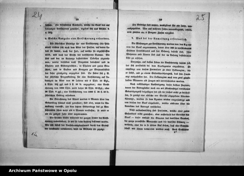 Obraz 19 z jednostki "Acta des Magistrats Oppeln betreffend Lebens - und Alters - Versorgungs - Versicherungen. De Anno 1850-1864"