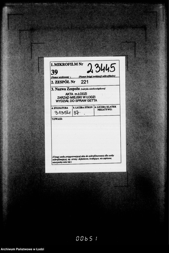 Obraz 2 z jednostki "[Materiały pochodzące z Wydziału do Spraw Getta Zarządu Miejskiego w Łodzi.]"