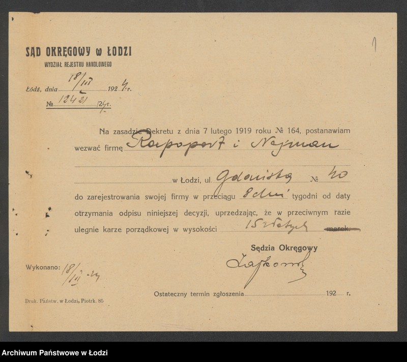 Obraz 3 z jednostki "Rapaport i Nejman- wyrób i sprzedaż pończoch"