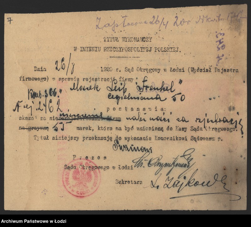 Obraz 9 z jednostki "Moszek Leib Frenkel- sprzedaż chustek i manufaktury"