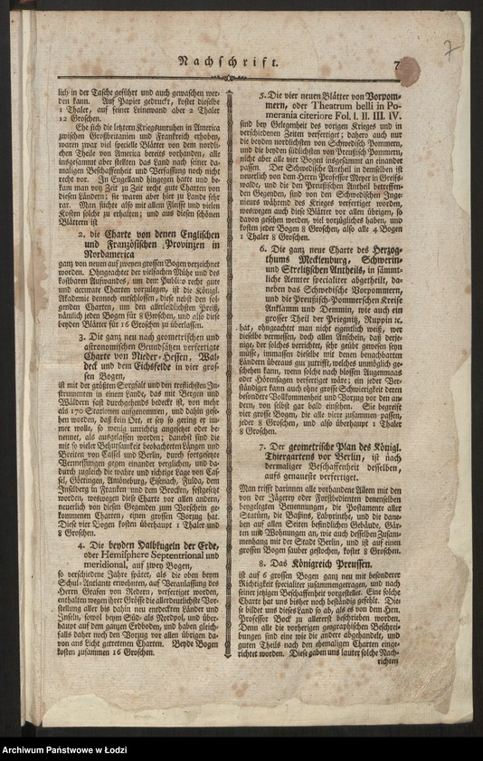 Obraz 9 z jednostki "Geographischer Atlas besteherd in 44 Land-Karten worauf alle Theile des Erd-Grenses vorgestellet werben. Auf Befehl der Königlischen Academie der Wissenschaften, Berlin 1750"