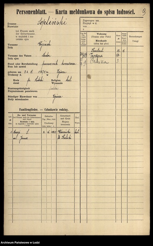 Obraz 11 z jednostki "[Spis ludności Łodzi] Sońka-Sowiński"