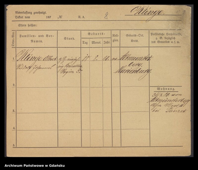 image.from.unit.number "Karty meldunkowe: Klinge - Klinkosch"