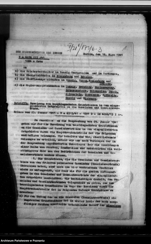 Obraz 5 z jednostki "Zuweisung der beschlagnahmten Grundstücke an diwe Gemeinden. Lehrlingsheim in der Ostgebieten"