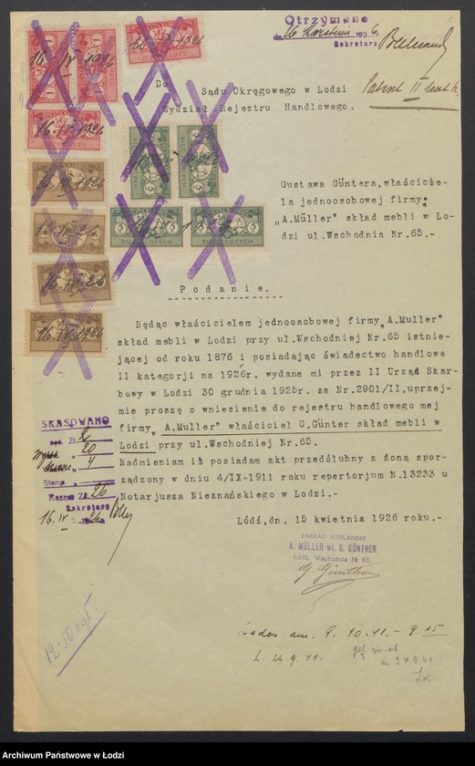 Obraz 3 z jednostki "A. Müller - - G. Günter – skład mebli"