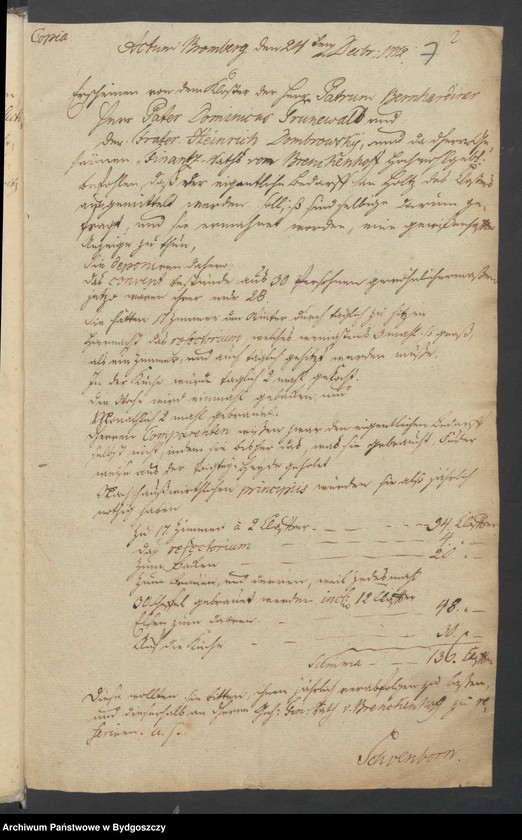 image.from.unit.number "Acta wegen des dem Bernardiner Closter zu Bromberg zu verabfolgenden freien Brennholzes"